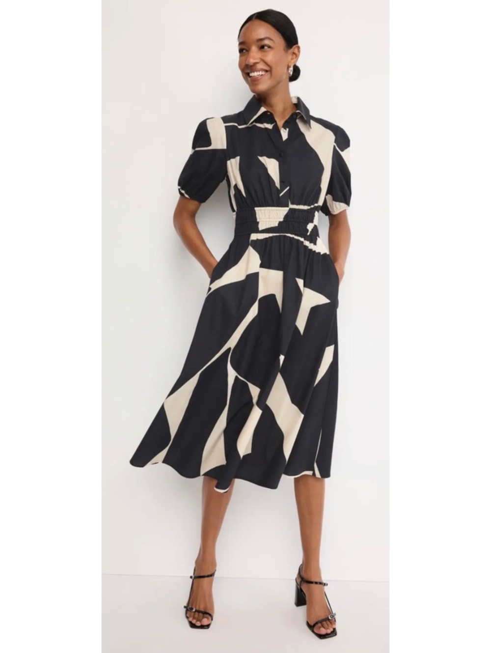 Hutch Alora midi dress $186 size large black and white
